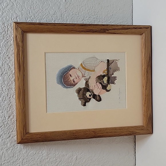 Lot of 2 Jan Hagara Cross Stitch Completed, Wall Hanging Art 11" x 9" Framed - Picture 4 of 17